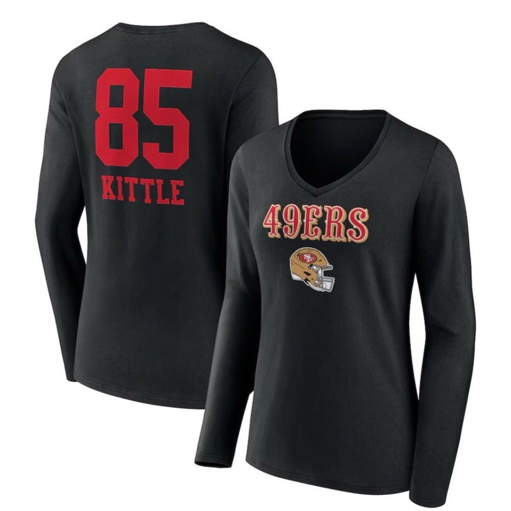 NWT San Francisco 49ers Women’s George Kittle Long Sleeve V Neck Shirt Size M